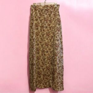 Cream and Pink Floral Maxi Skirt